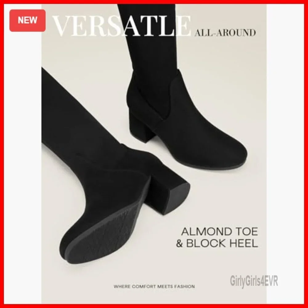 Women's Over The Knee Boots Chunky Heel Stretch Faux Suede Fall Winter